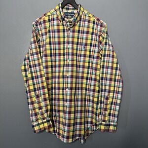 Vtg Polo Country Ralph Lauren Plaid Flannel Shirt Snap Button Mens Size Medium